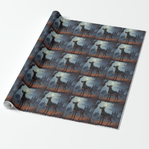Doberman Halloween Scary Wrapping Paper