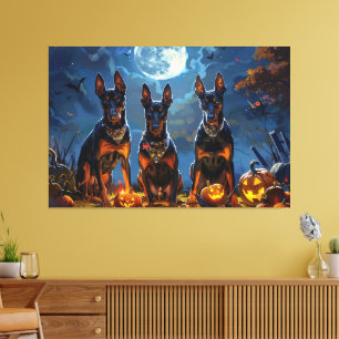 Doberman Halloween Spooky Canvas Print