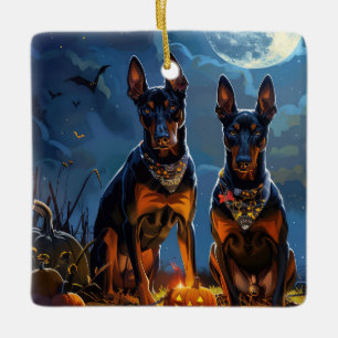 Doberman Halloween Spooky Ceramic Ornament