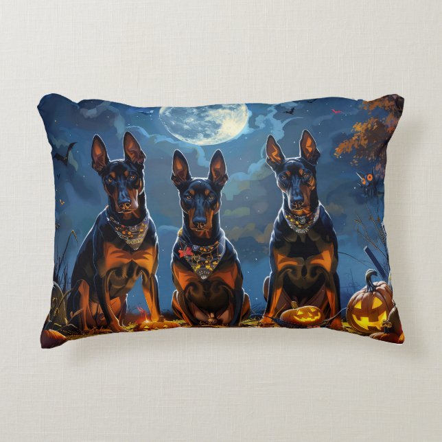 Doberman Halloween Spooky Decorative Cushion (Front)