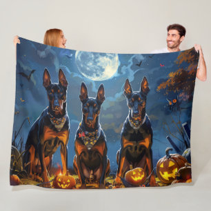 Doberman Halloween Spooky Fleece Blanket