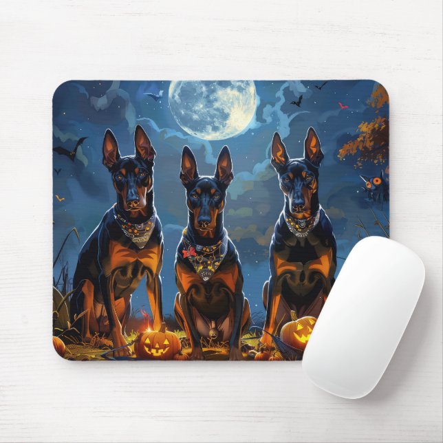 Doberman Halloween Spooky Mouse Mat (With Mouse)