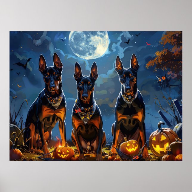 Doberman Halloween Spooky Poster (Front)