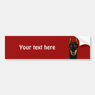Doberman Head, Black, Cropped Bumper Sticker