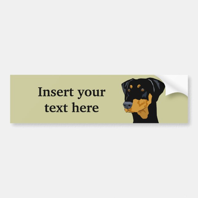 Doberman Head, Black, Uncropped Bumper Sticker (Front)