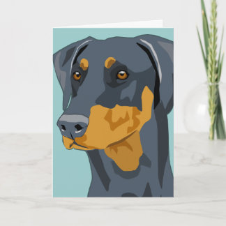 Doberman Head, Blue, Uncropped Card