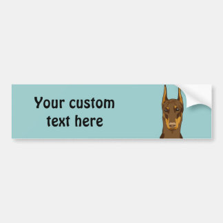 Doberman Head, Red Bumper Sticker