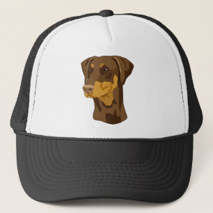 Doberman Head, Red, Uncropped Trucker Hat