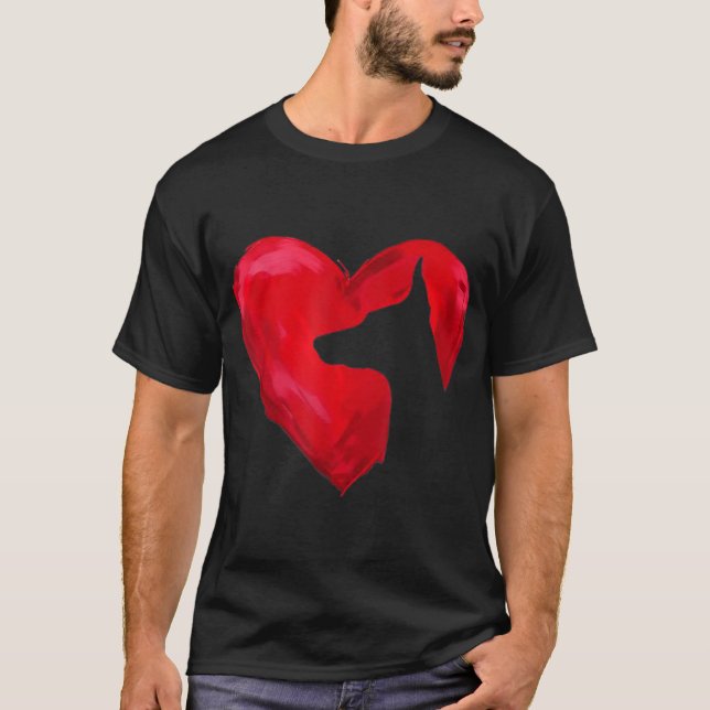 Doberman Heart silhouette Valentine's Day Dog Love T-Shirt (Front)