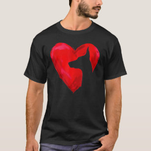 Doberman Heart silhouette Valentine's Day Dog Love T-Shirt