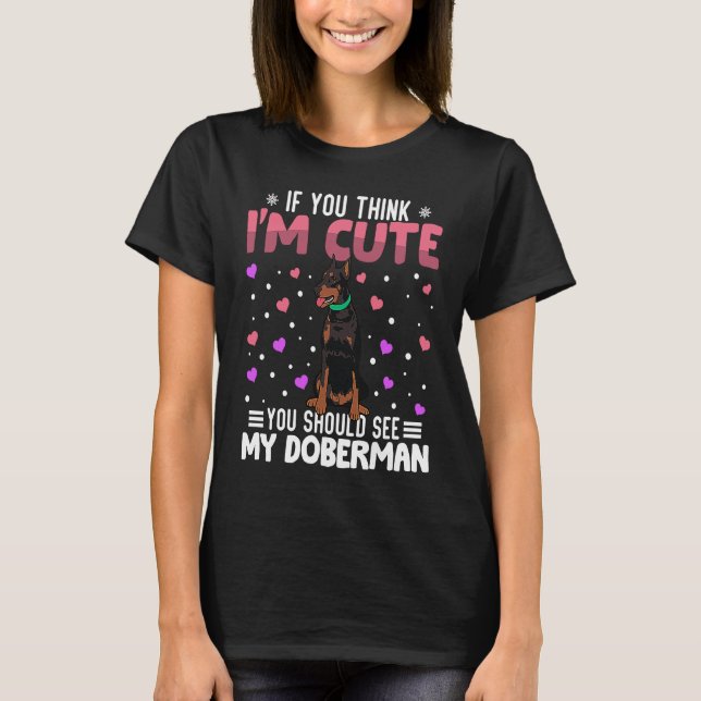Doberman Heart Valentine's Day Animal For Womens K T-Shirt (Front)