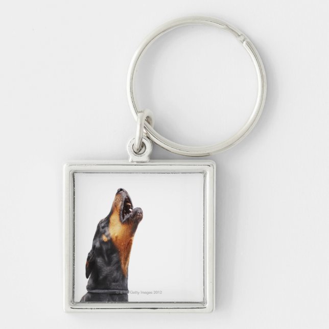 Doberman howling key ring (Front)