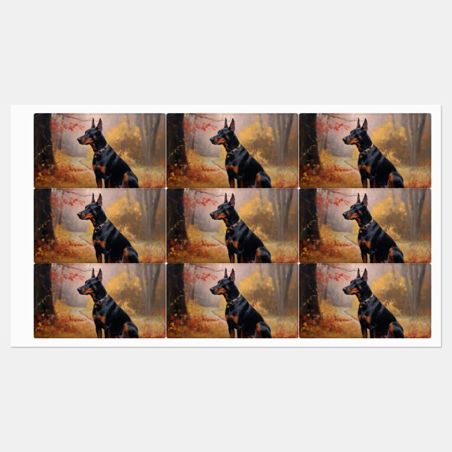 Doberman in Autumn Leaves Fall Inspire  (Sheet)