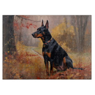 Doberman in Autumn Leaves Fall Inspire Cutting Board