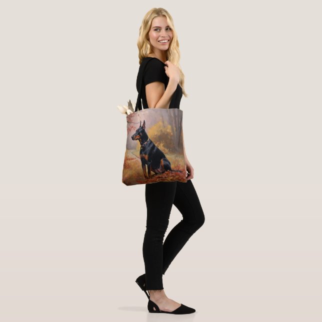 Doberman in Autumn Leaves Fall Inspire  Tote Bag (On Model)