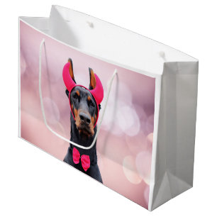 Doberman in Devil Costume Large Gift Bag