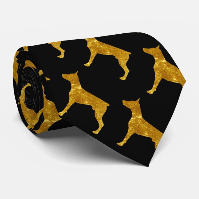Doberman in Gold Tie (Rolled)