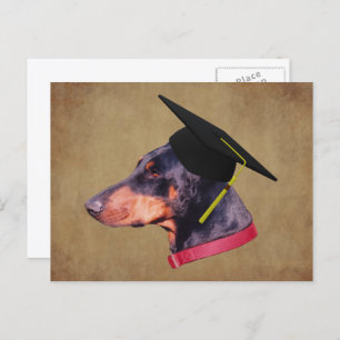 Doberman In Graduation Cap Funny Dog Personalized Postcard