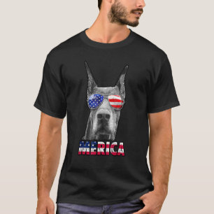 Doberman Merica 4th Of July Dog Wear Sunglass Amer T-Shirt
