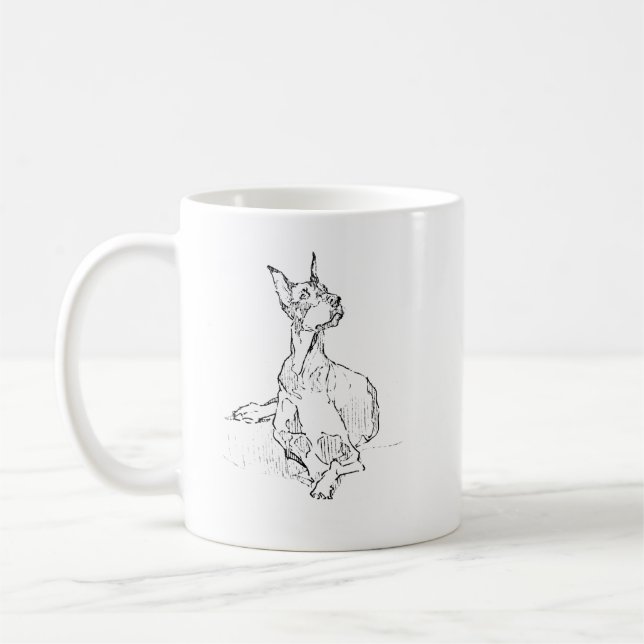 Doberman Mug – Minimalist Dog Coffee Mug (Left)