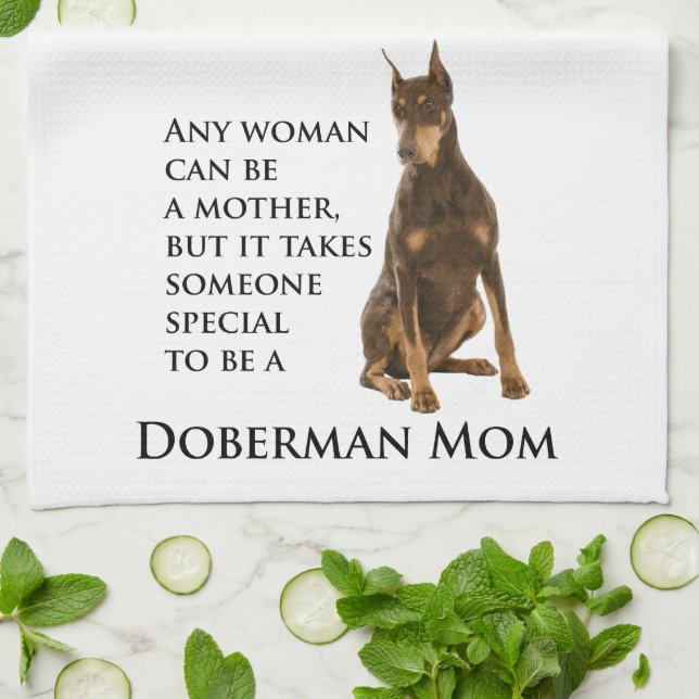 Doberman Mum Kitchen Towel (Folded)