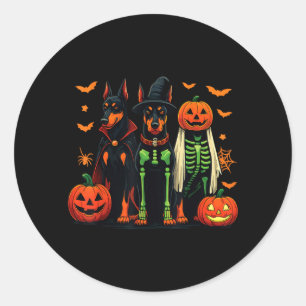 Doberman Mummy Ghost Witch Funny Dog Costume Classic Round Sticker