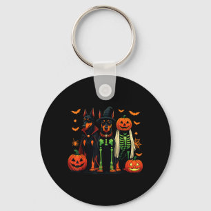 Doberman Mummy Ghost Witch Funny Dog Costume Key Ring