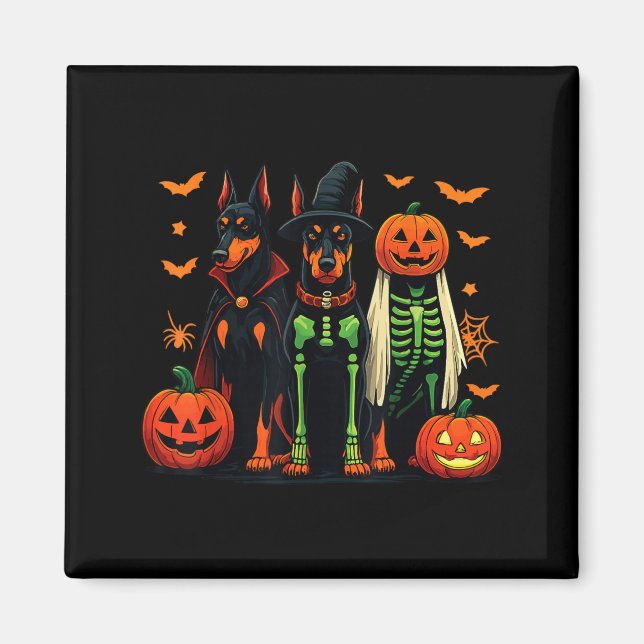 Doberman Mummy Ghost Witch Funny Dog Costume Magnet (Front)