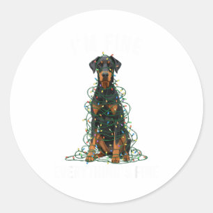 Doberman Nscher Christmas I'm Fine Everything Is F Classic Round Sticker
