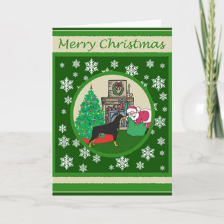 Doberman Old Fashioned Christmas Holiday Card