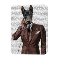 Doberman on Phone