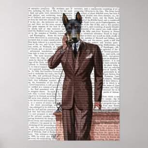 Doberman on Phone Poster