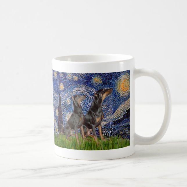 Doberman Pair - Starry Night Coffee Mug (Right)