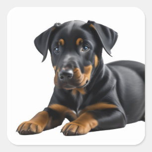 Doberman Pincer Puppy Square Sticker