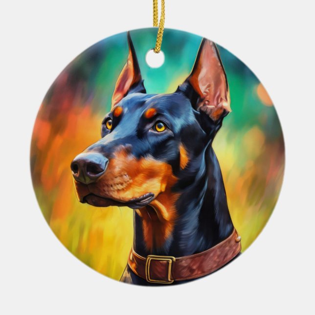 Doberman Pincher Ceramic Tree Decoration (Front)