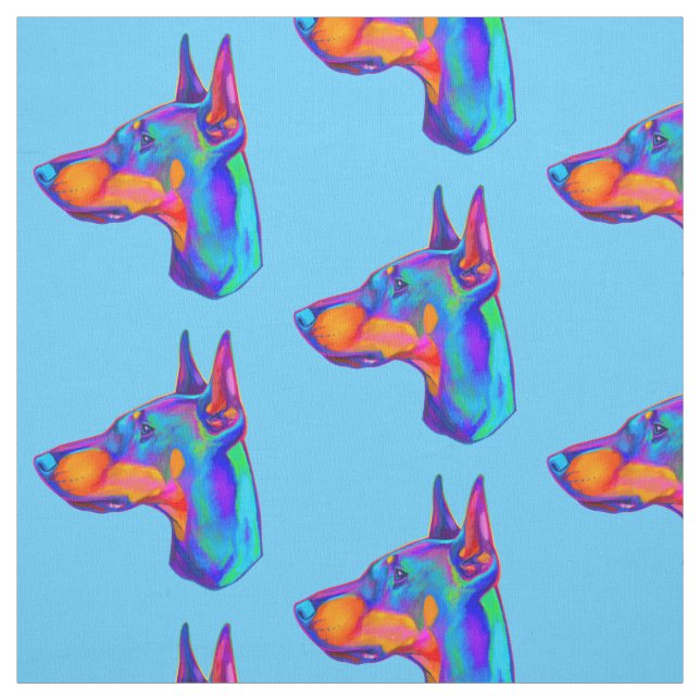 Doberman Pincher in Colours Fabric (Swatch)