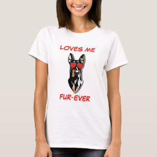 Doberman Pincher Red Heart Heart-Shaped Sunglasses T-Shirt