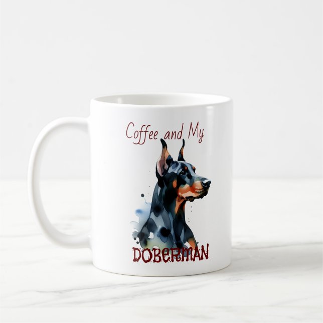 Doberman Pincher Watercolor /Personalise Mug (Left)