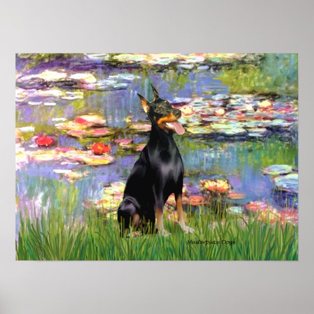 Doberman Pinscher1 - Lilies 2 Poster (Front)