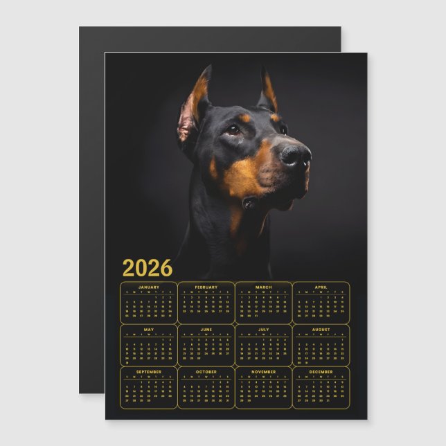Doberman Pinscher 2026 Calendar (Front/Back)