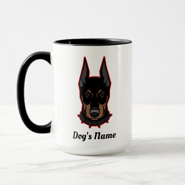 Doberman Pinscher Add Name Gift Coffee Mug (Left)