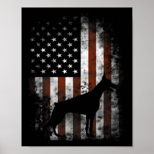 Doberman Pinscher American Flag Patriotic Gifts Poster