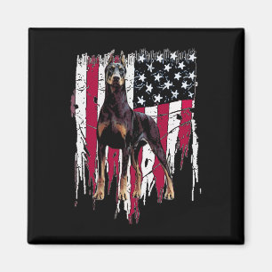 Doberman Pinscher American Flag Usa Awesome  Magnet