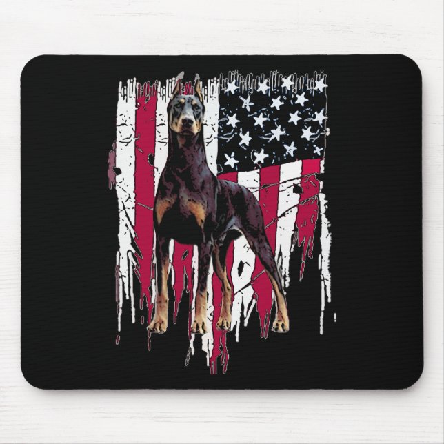Doberman Pinscher American Flag Usa Awesome  Mouse Mat (Front)