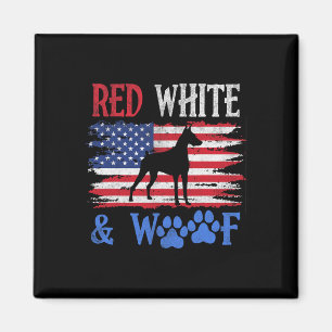 Doberman Pinscher American Flag Usa Red White And Magnet