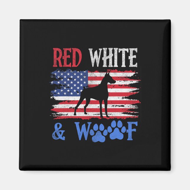 Doberman Pinscher American Flag Usa Red White And  Magnet (Front)