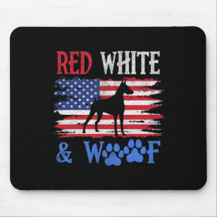 Doberman Pinscher American Flag Usa Red White And  Mouse Mat
