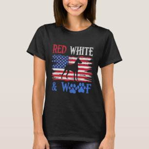 Doberman Pinscher American Flag Usa Red White And T-Shirt