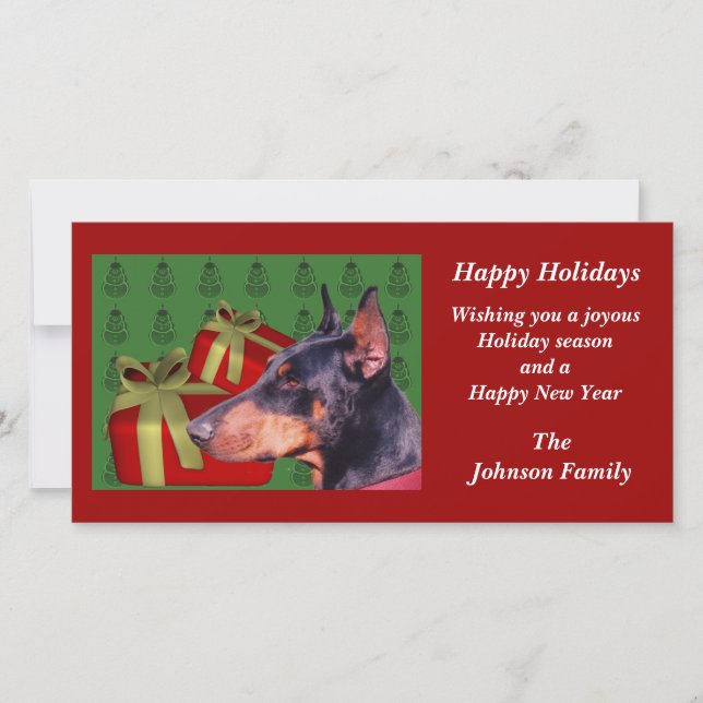 Doberman Pinscher Animal Christmas Holiday Card (Front)
