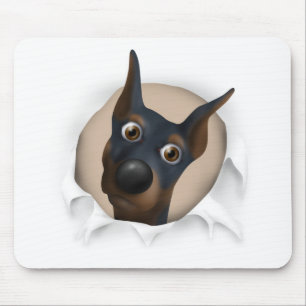 Doberman Pinscher (Black and Tan) Busting Out Mouse Mat